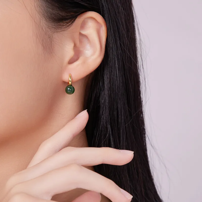 Oriental Jade Hetian Jade Earrings Jasper Women's-4