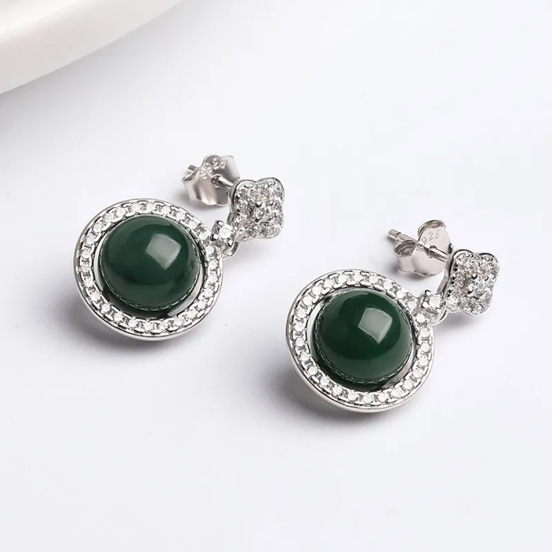 Oriental Jade Hetian Jade Earrings Jasper Women's-5