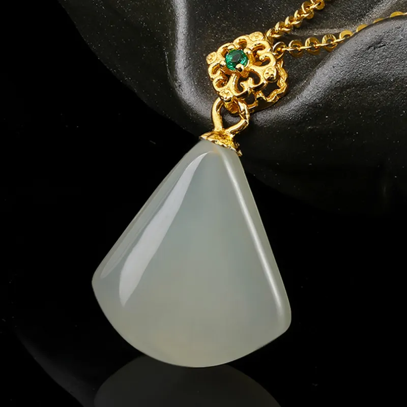Oriental Jade Hetian Jade Necklaces Pale Greenish White Jade Women's-4