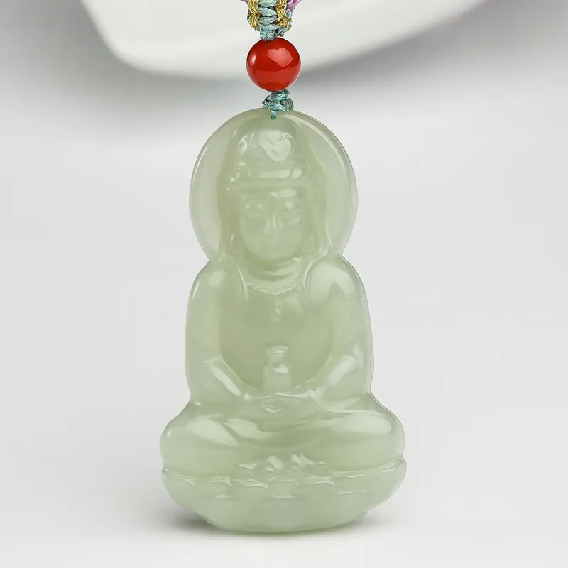 Oriental Jade Hetian Jade Necklaces Pale Greenish White Jade Unisex-1