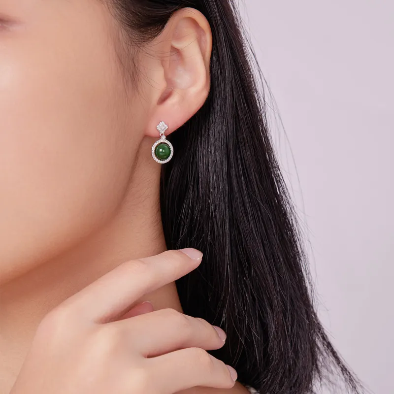 Oriental Jade Hetian Jade Earrings Jasper Women's-2