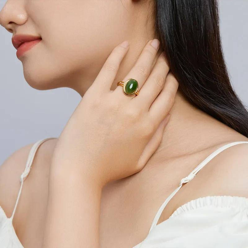 Oriental Jade Rings Jasper Women's-3