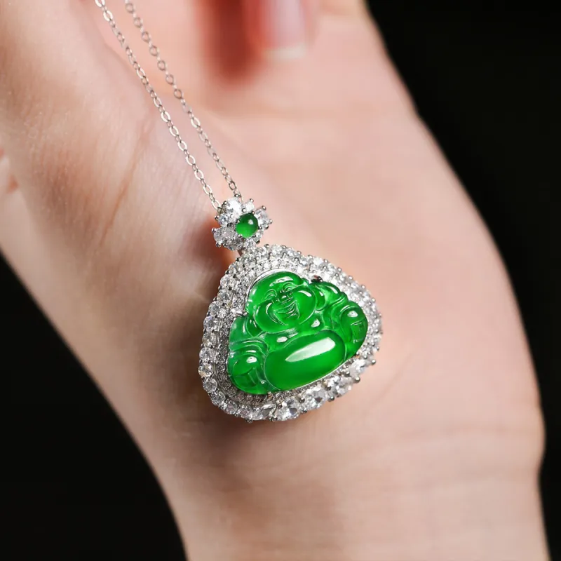 Oriental Jade Ice Type Necklaces Women's-5