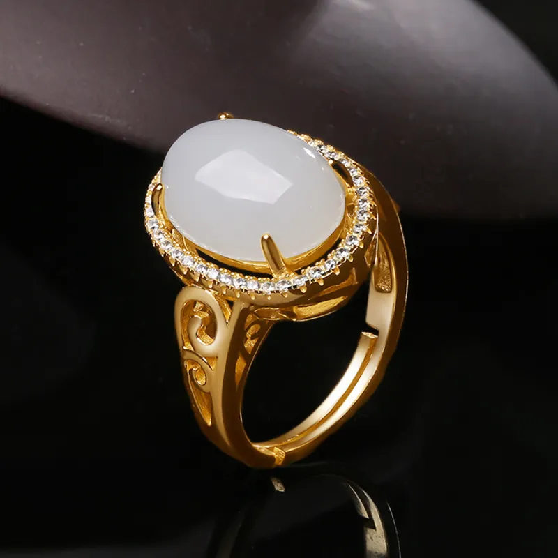 Oriental Jade Hetian Jade Rings White Jade Women's-5