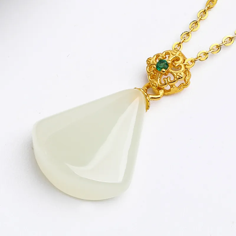 Oriental Jade Hetian Jade Necklaces Pale Greenish White Jade Women's-1