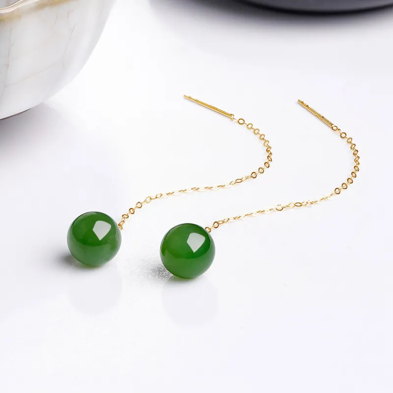Oriental Jade Hetian Jade Earrings Jasper Women's-5