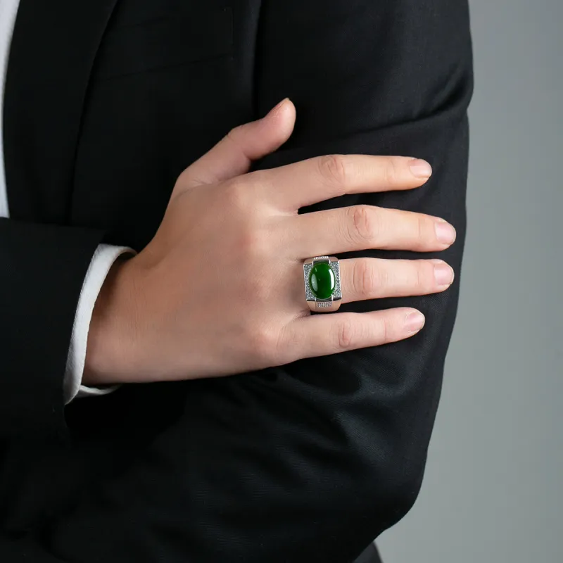 Oriental Jade Rings Jasper Women's-5