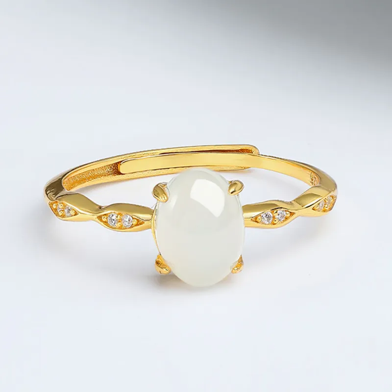 Oriental Jade Rings Pale Greenish White Jade Women's-1