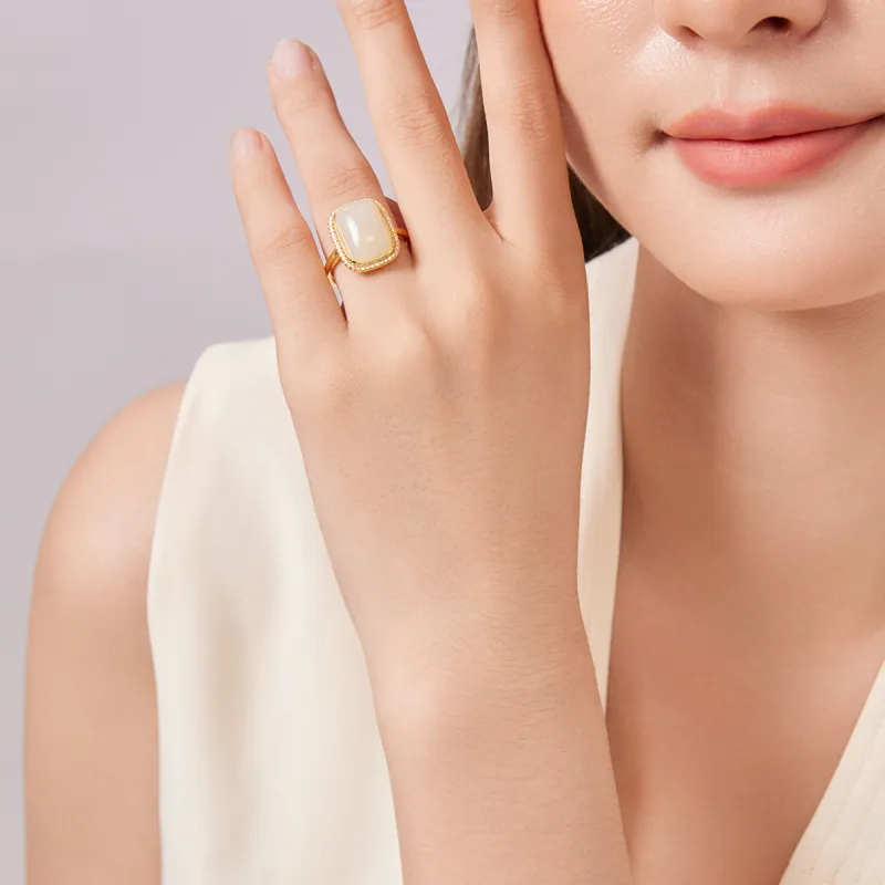 Oriental Jade Hetian Jade Rings White Jade Women's-7