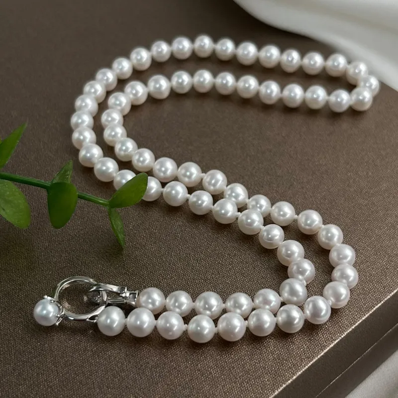 Oriental Jade Freshwater Pearl Necklaces Women's-4