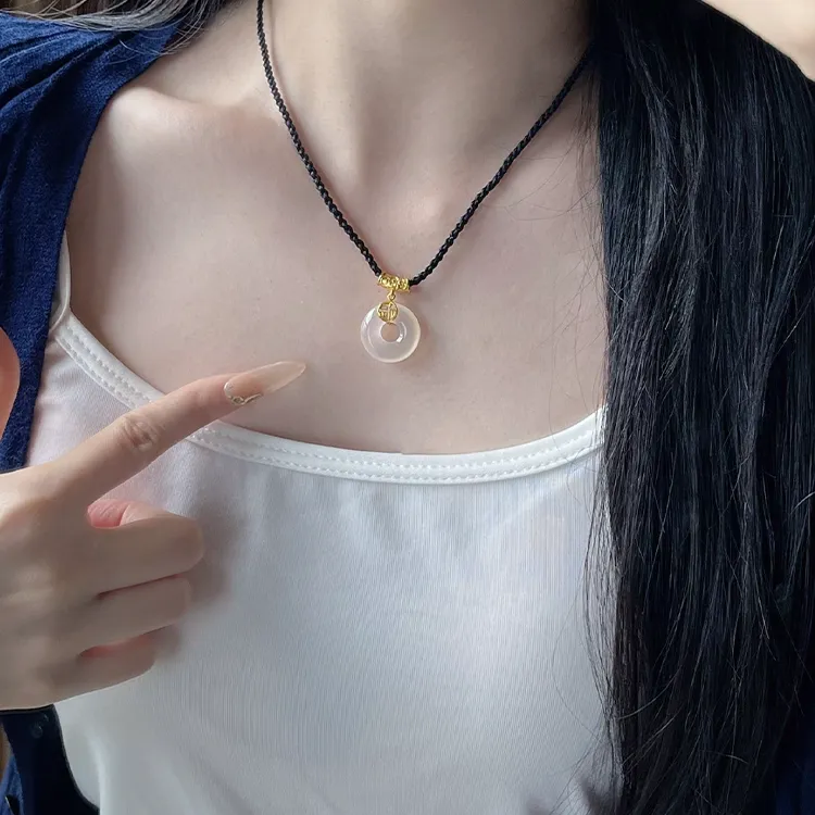 Oriental Jade Chalcedony Necklaces Unisex-5