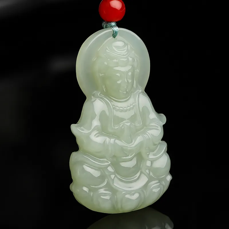 Oriental Jade Hetian Jade Necklaces Pale Greenish White Jade Women's-4