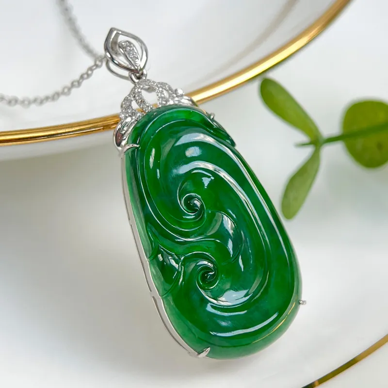 Oriental Jade Ice Type Necklaces Women's-4