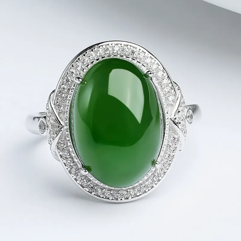 Oriental Jade Rings Jasper Women's-5