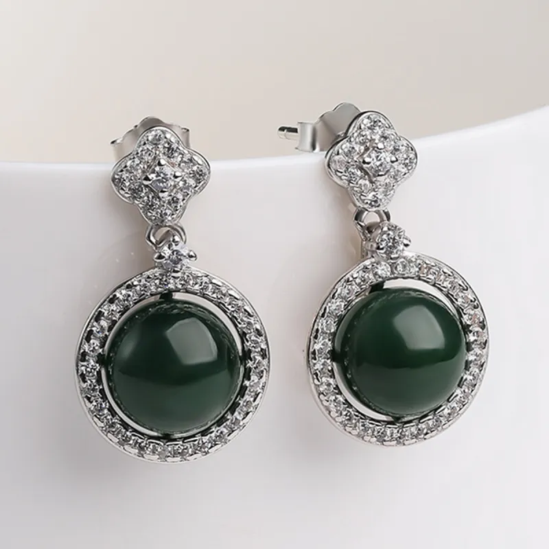 Oriental Jade Hetian Jade Earrings Jasper Women's-4