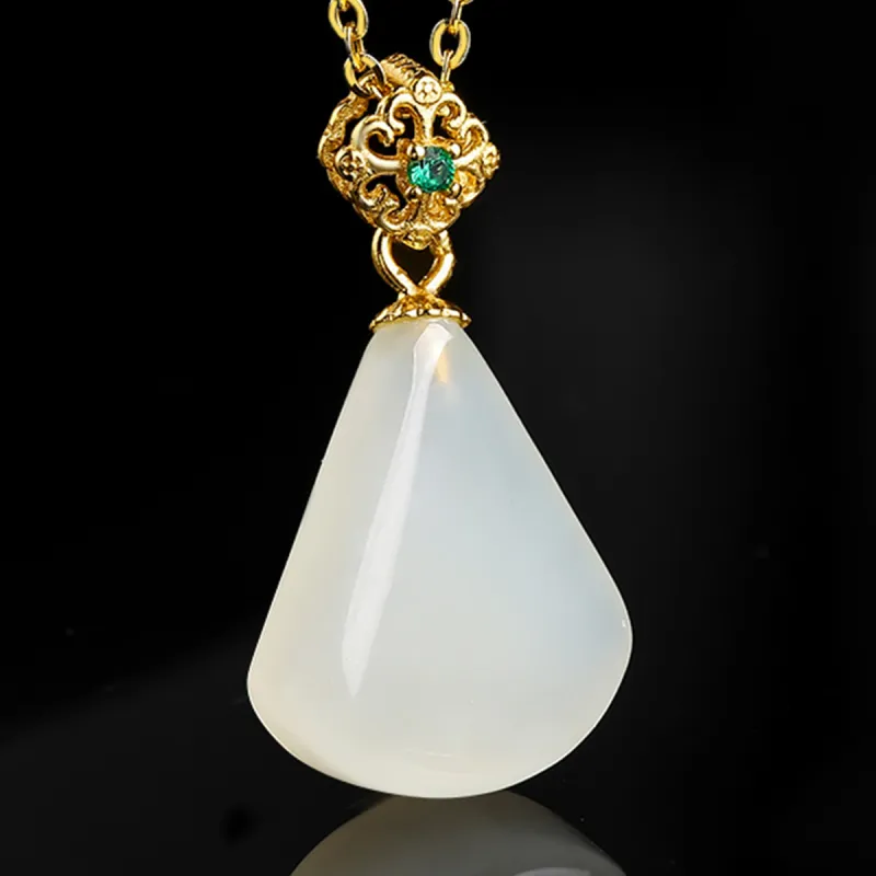 Oriental Jade Hetian Jade Necklaces Pale Greenish White Jade Women's-5