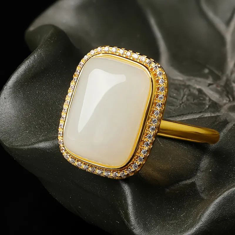 Oriental Jade Hetian Jade Rings White Jade Women's-6