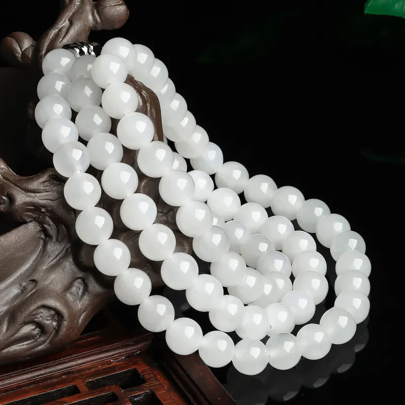 Oriental Jade Hetian Jade Necklaces Pale Greenish White Jade Women's-5