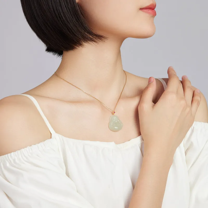 Oriental Jade Pendants Pale Greenish White Jade Women's-3