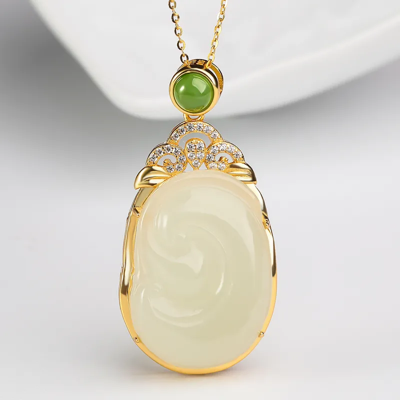 Oriental Jade Hetian Jade Necklaces White Jade Women's-4
