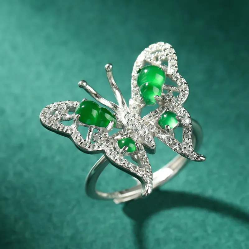 Oriental Jade Ice Glutinous Jadeite Rings Women's-4