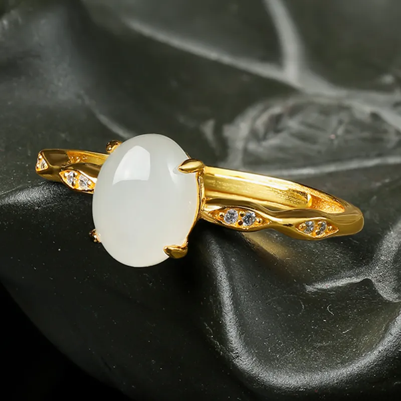 Oriental Jade Rings Pale Greenish White Jade Women's-5