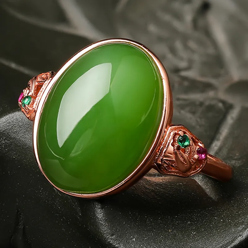 Oriental Jade Rings Jasper Women's-6