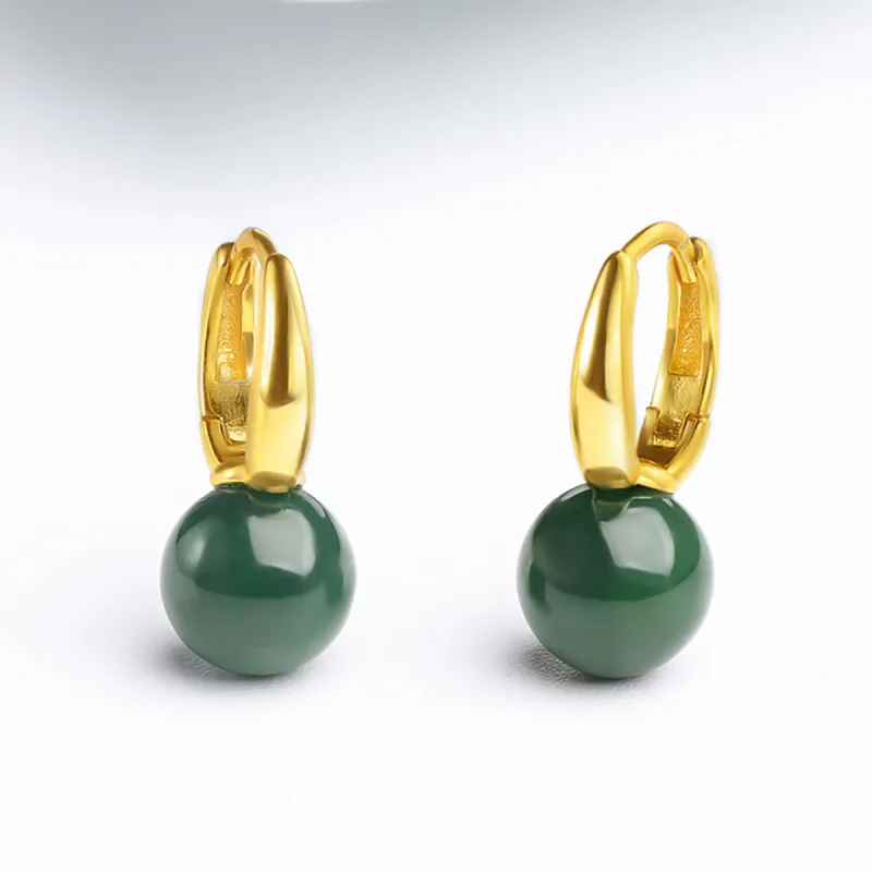Oriental Jade Hetian Jade Earrings Jasper Women's-1