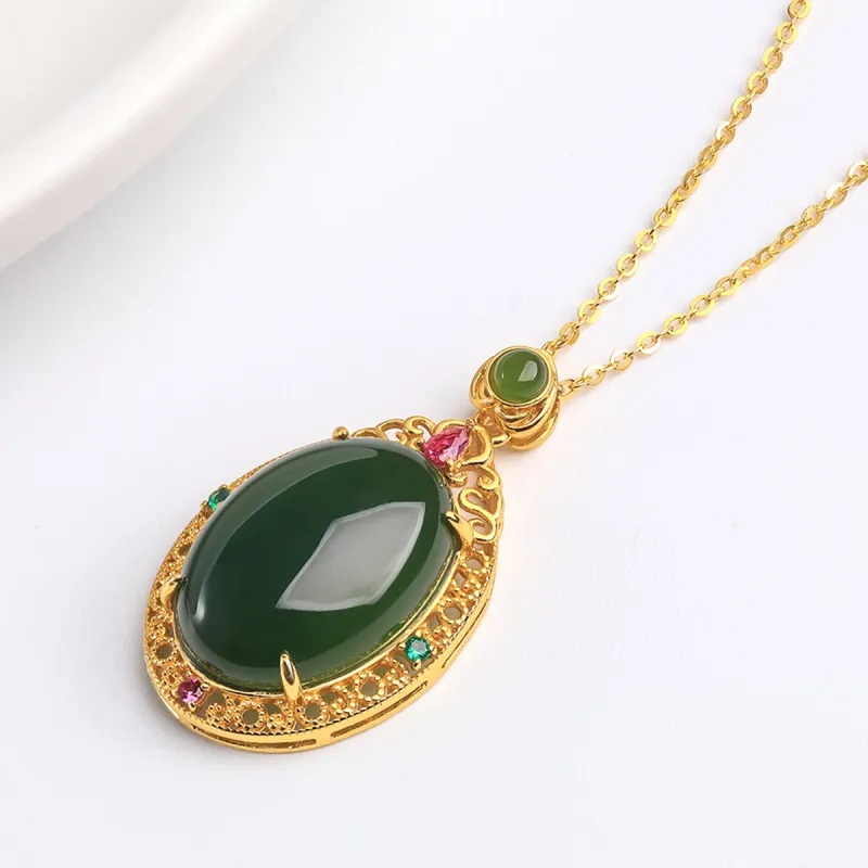 Oriental Jade Hetian Jade Necklaces Jasper Women's-6