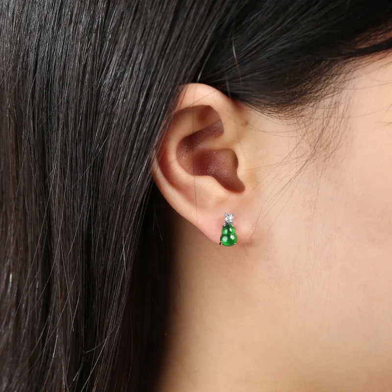Oriental Jade Ice Glutinous Stud Earrings Women's-7