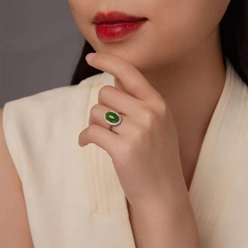 Oriental Jade Hetian Jade Rings Jasper Women's-1