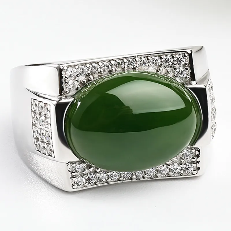 Oriental Jade Rings Jasper Women's-3