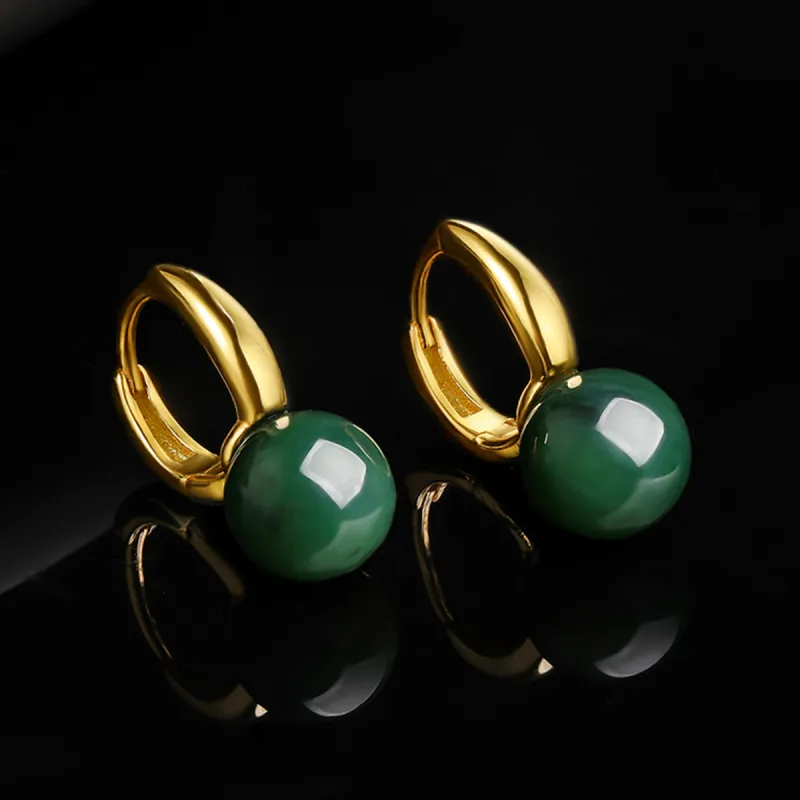 Oriental Jade Hetian Jade Earrings Jasper Women's-5