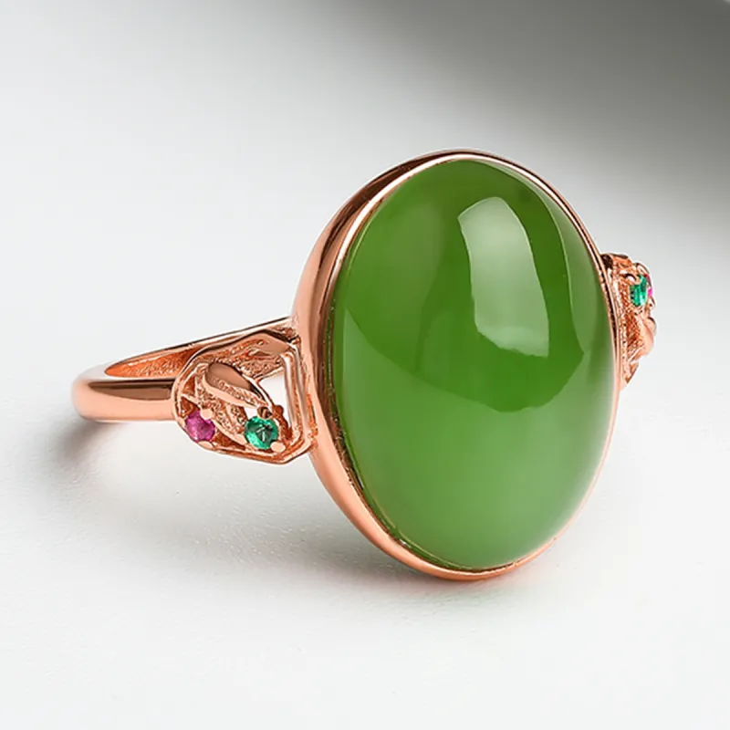 Oriental Jade Rings Jasper Women's-5
