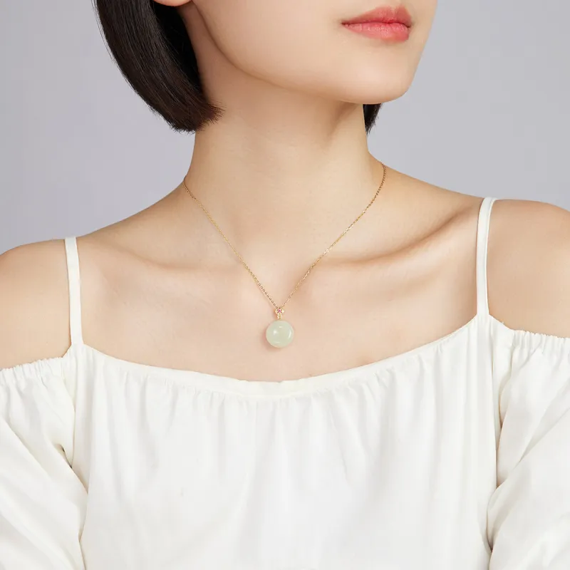 Oriental Jade Hetian Jade Necklaces Pale Greenish White Jade Women's-2