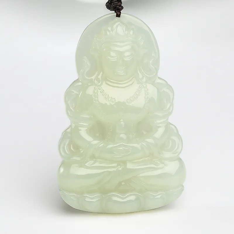 Oriental Jade Necklaces Pale Greenish White Jade Women's-6