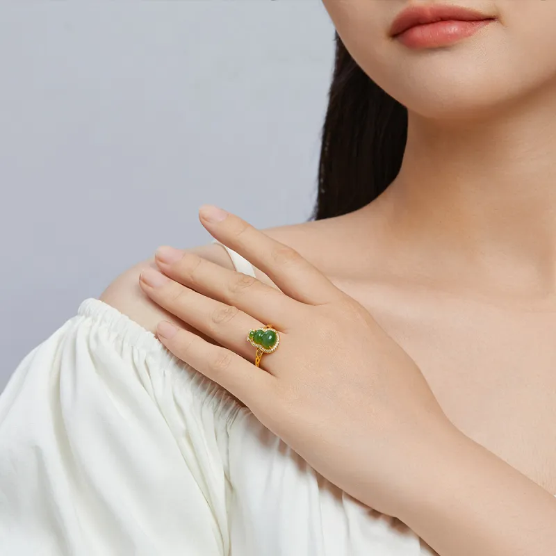Oriental Jade Rings Jasper Women's-5