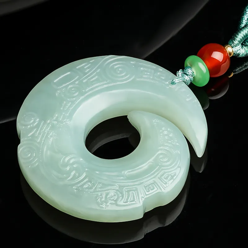 Oriental Jade Hetian Jade Pendants Pale Greenish White Jade Unisex-4