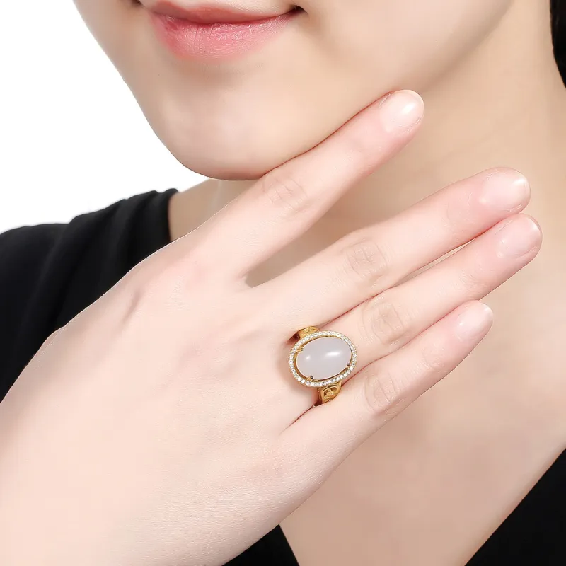 Oriental Jade Hetian Jade Rings White Jade Women's-2