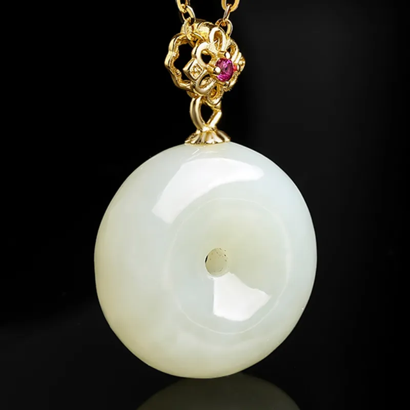 Oriental Jade Hetian Jade Necklaces Pale Greenish White Jade Women's-4