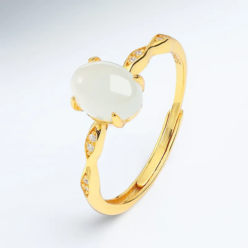 Oriental Jade Rings Pale Greenish White Jade Women's-2
