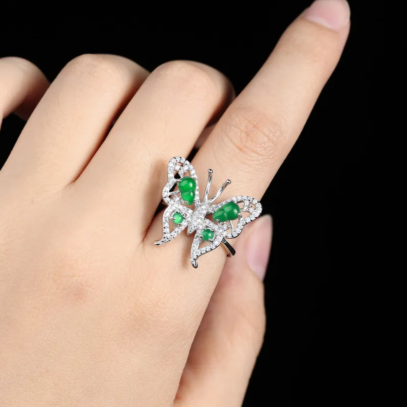Oriental Jade Ice Glutinous Jadeite Rings Women's-7