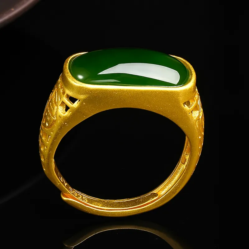 Oriental Jade Rings Jasper Women's-5