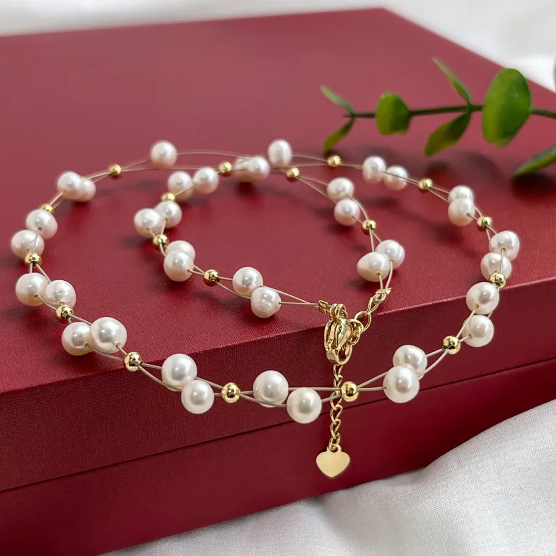 Oriental Jade Freshwater Pearl Necklaces Women's-5