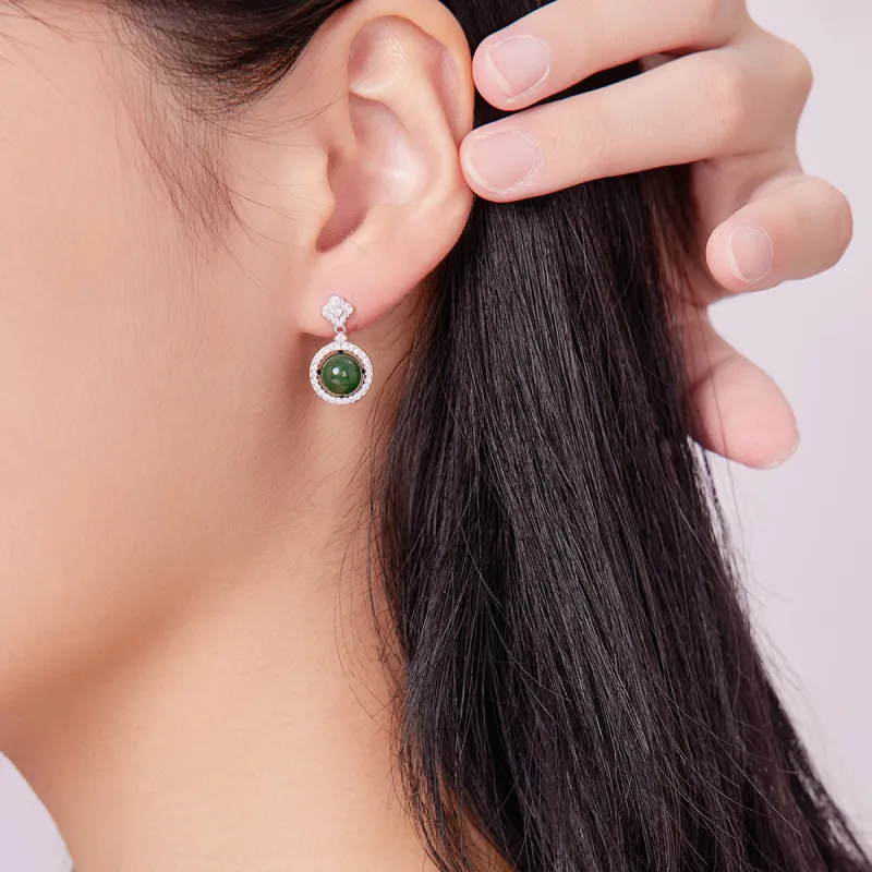 Oriental Jade Hetian Jade Earrings Jasper Women's-3
