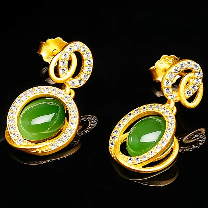 Oriental Jade Hetian Jade Earrings Jasper Women's-6
