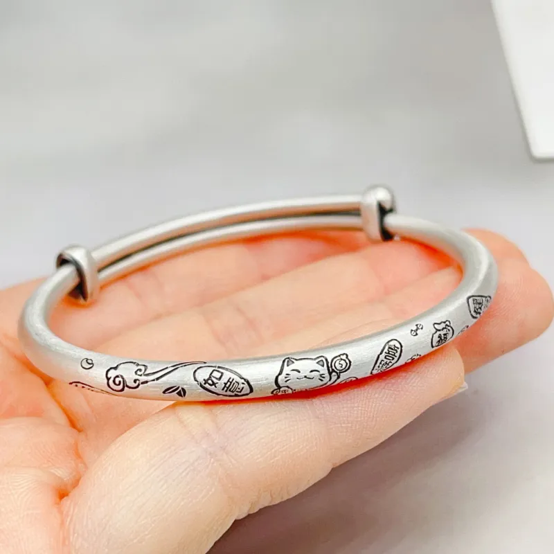 BYTHERE 999 Fine Silver Bangle, Birthday Love Unisex-3