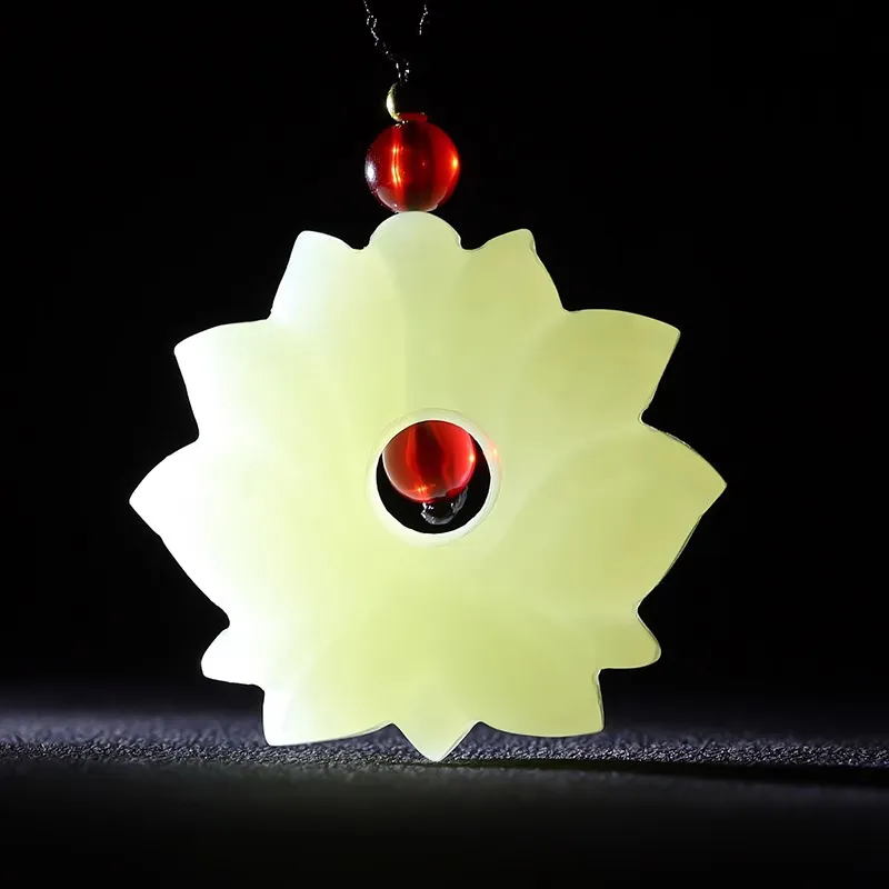 BYTHERE Hetian Jade Necklaces Pale Greenish White Jade Women's-4