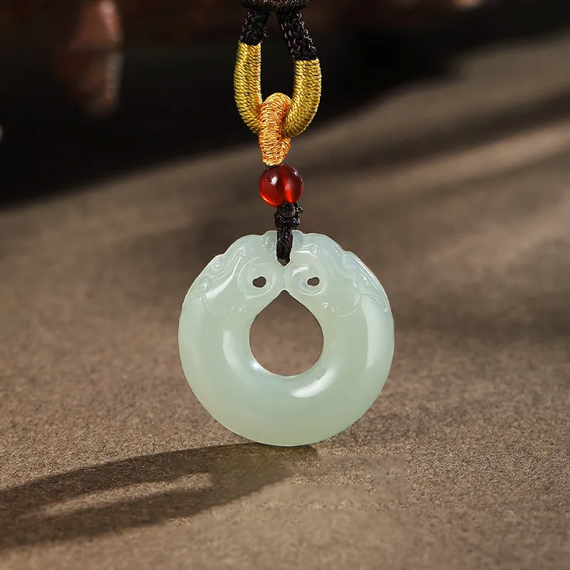 BYTHERE Hetian Jade Necklace, Anniversary Edition, Advanced Box Pale Greenish White Jade Unisex-1