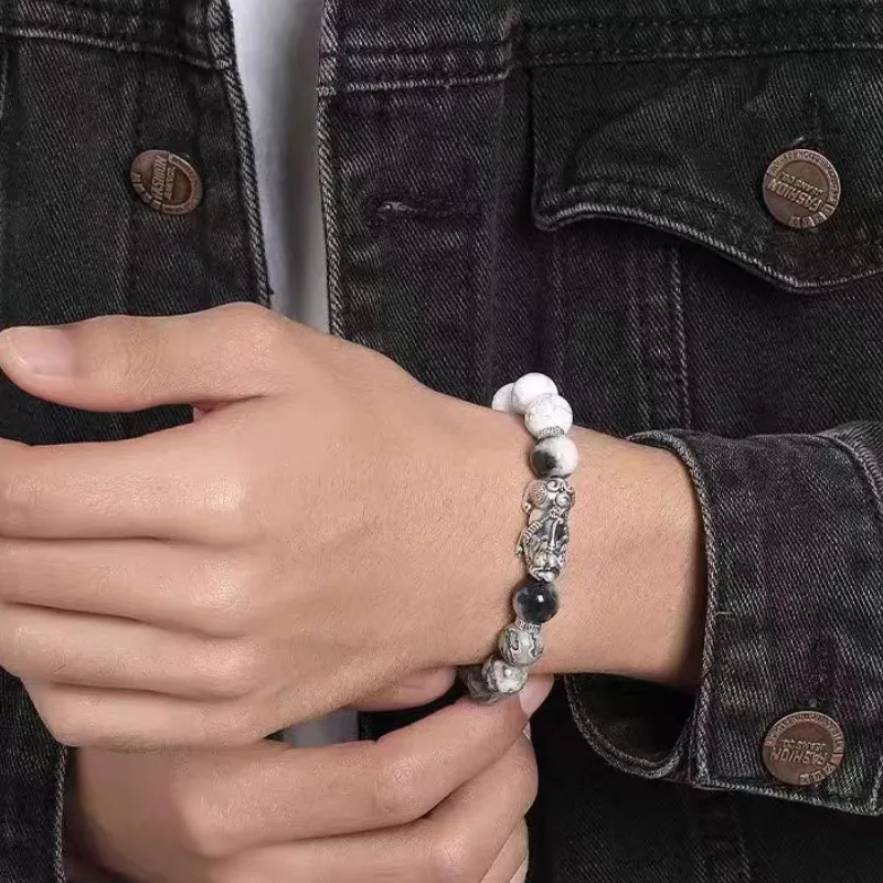 BYTHERE 999 Fine Silver With White Turquoise Bracelets Men's-1